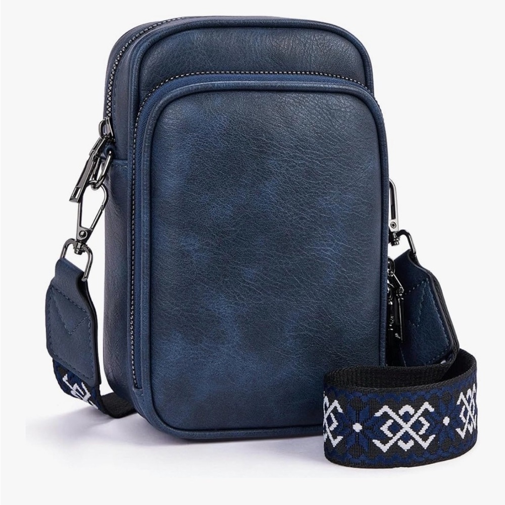Stylish Blue Leather Crossbody Bag